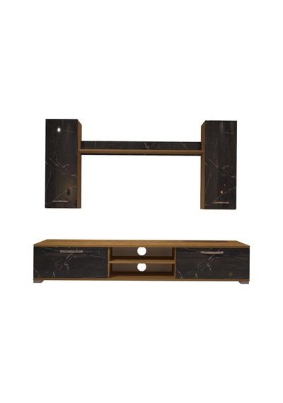Decoraktiv Eko 7 Mdf Dvd Tv Ünitesi Tv Sehpası Pera - Siyah Mermer