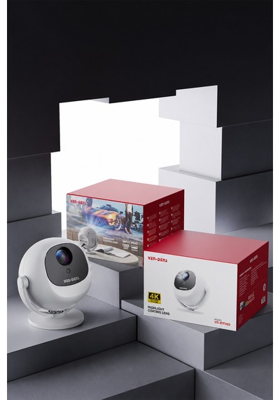 Ven-dens Vd-pjt002 Android 14 Taşınabilir Led Projeksiyon Cihazı, Hd 720p, 150 Ansı Lümen, Beyaz