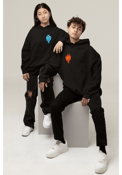 Ateş Ve Su Sevgili/çift/arkadaşlık 2'li Kapşonlu Sweatshirt Seti 001