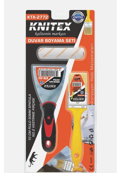 Ev Dekorasyonu Ve Boyama Seti 10cm Rulo, 50mm Spatula, No:2 Kestirme Fırçası