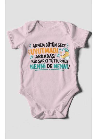 Morivokids Anneye Özel Kısa Kollu Bebek Body %100 Pamuk Zbn194-kk Bebe Pembe