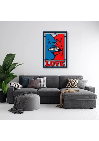 Pop Art Öpücük Love Metal Tablo 84x125 Cm Çok Renkli