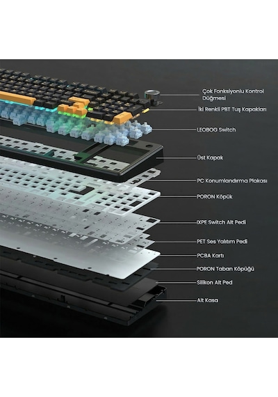 Aula F99 Pro 3 Modlu Rgb Hot Swap Mekanik Star Vector Switch Kablosuz Makrolu Klavye Siyah