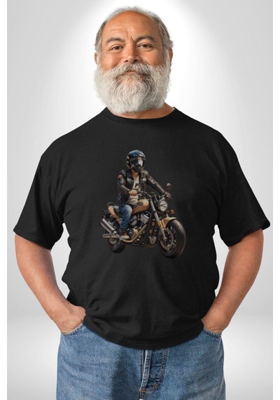 Kask Motorsiklet Dünya Turu Unisex Unisex Siyah Organik Baskılı T-shirt Penye Yüksek Kalite Siyah
