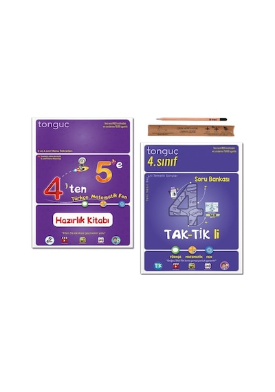 Tonguç 5. sınıf 4 ten 5 e Hazırlık Tekrar Kitabı - 4. Sınıf Taktikli Soru Bankası Tüm Dersler Set 2 Kitap