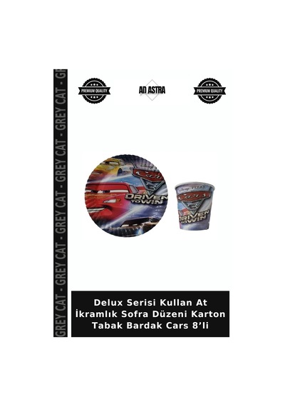 Delux Serisi Kullan At İkramlık Sofra Düzeni Karton Tabak Bardak Cars 8 Li Diğer