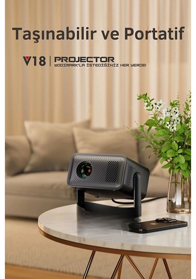 Taşınabilir 4k Projeksiyon Cihazı 1080p Full Hd Akıllı Projektör, Ev Ve Ofis İçin, Kablosuz Bağlantı