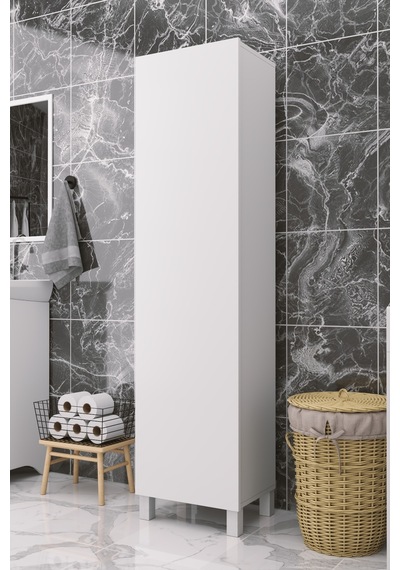 Çok Amaçlı Kapaklı Banyo Dolabı - Yüksek Raflı, Dar Alanlara Uyumlu Depolama Dolabı - Beyaz - 45cm Çok Amaçlı Kapaklı Banyo Dolabı - Yüksek Raflı, Dar Alanlara Uyumlu Depolama Dolabı - Beyaz - 45cm