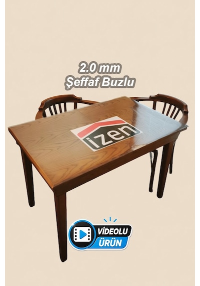 İzen 2,0 Mm Renksiz Buzlu Şeffaf Pvc Kalın Koruyucu Masa Örtüsü Cam, Lake, Mermerde Yapışma İzi Yapmaz