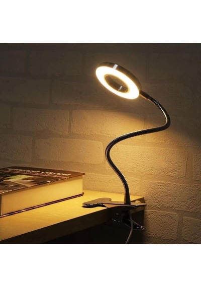 Tr Mandallı Led Çalışma Okuma Işığı, Flex Ayarlanabilir, 3 Renk Işık, Masa Gece Lambası, Siyah Genel