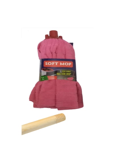 Soft Mop Mikrofiber Havlu Paspas Mop Ucu Ahşap Sapı Takım