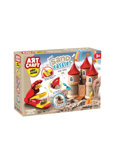 Art Craft Masal Kum Seti Kurumayan Şekillendirilebilir Oyun Kumu Tuğla Makinesi Ve Kale Kalıplı 750 Gr Çok Renkli