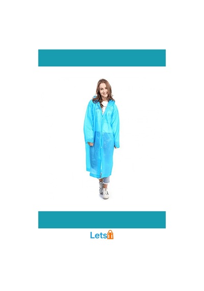 Letsii Su Geçirmez Mavi Kalın Naylon Yağmurluk Çok Renkli