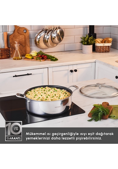 Karaca Plasma Steel 316+ 3Ply Yanmaz Yapışmaz Çelik Karnıyarık Tencere 30 cm