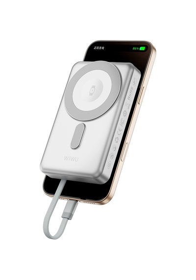 Wiwu Wi-p056 Taşınabilir Wireless Şarj Ve Pd Hızlı Şarj Özellikli Powerbank 15w 10000mah Gri