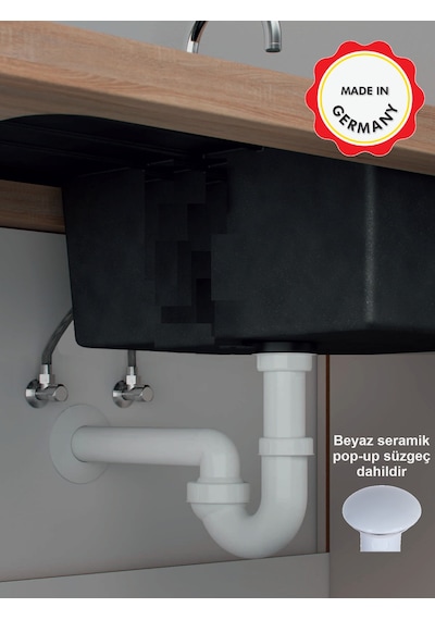 Dallmer Koku Önleyici Lavabo Sifonu Beyaz Seramik Pop-up Süzgeçli Kolay Uygulanır 40'Lık Çıkış Borulu