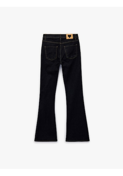 Koton Dar Kesim İspanyol Paça Pamuklu Denim Pantolon - Flare Jeans Koyu İndigo 6sal40164md Indigo