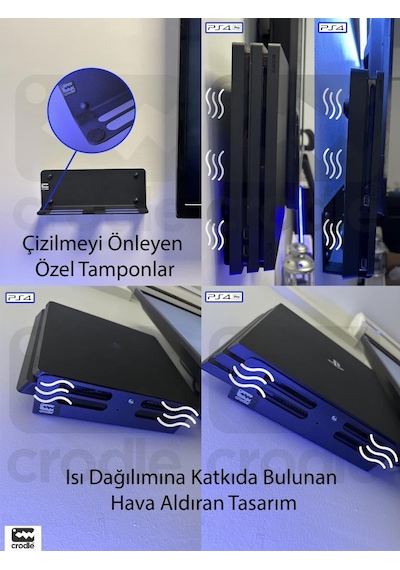 Playstation 4 Duvar Standı Yerden Tasarruf Rahat Hava Akışı Gaming Aksesuar Konsol Tutacağı