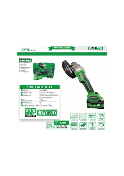 Akülü Taşlama S30 Rb-125p Haispro