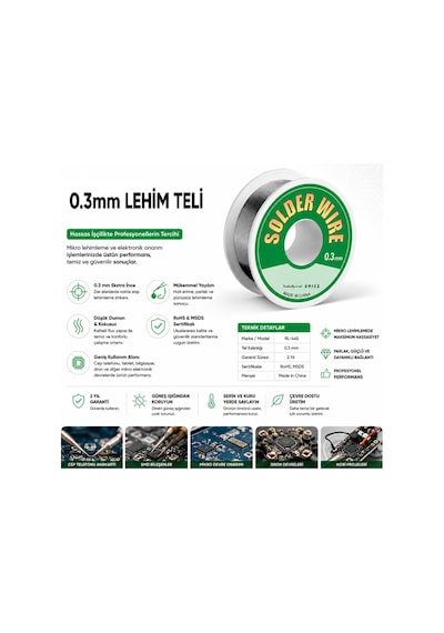 Rl-445 0.3 Mm İnce Lehim Teli Hassas Elektronik Ve Cep Telefonu Anakart Tamir Lehimi