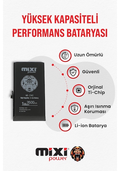Apple Uyumlu iPhone 13  Yüksek Kapasiteli Batarya, Pil Sağlığı Yüzdesi Gösterir,