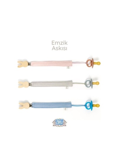 % 100 Pamuk Müslin Bebek Emzik Askısı Mavi Dclıp-1011 Çok renkli