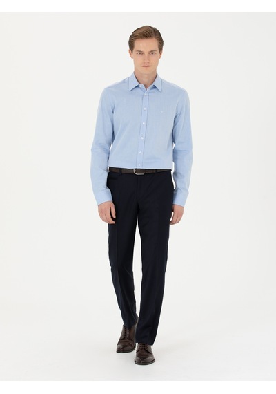 Cacharel Açık Mavi Slim Fit Uzun Kollu Klasik Gömlek Denım