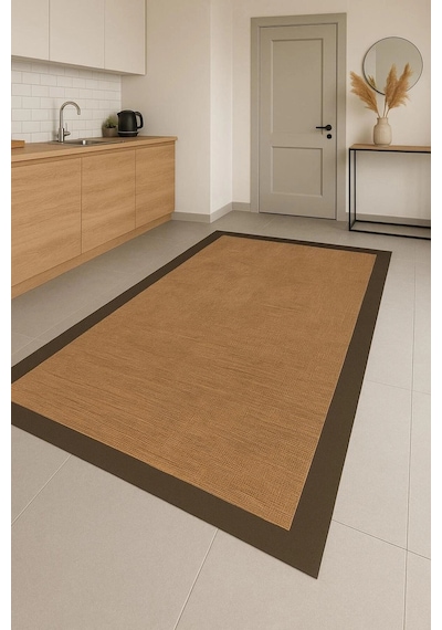 Sisal Görünümlü Yıkanabilir Dekoratif Kilim Kahverengi