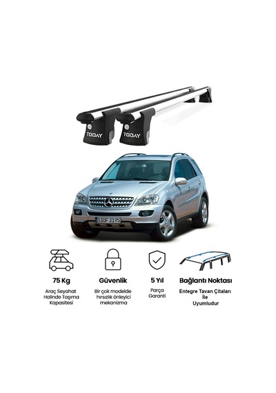 Trio-ı Mercedes-benz M W164 2005-2011 Uyumlu Kilitli Ara Atkı 135cm Port Bagaj Tavan Barı