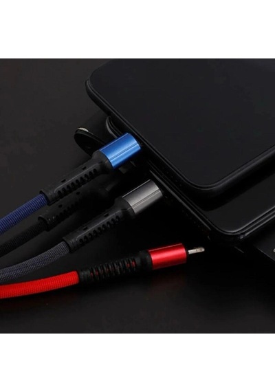 Işıklı Anahtarlık Model 3 İn 1 Usb Çıkışlı Mikro,type-c Ve Apple iPhone Uyumlu Şarj Kablosu Bx40 Standart