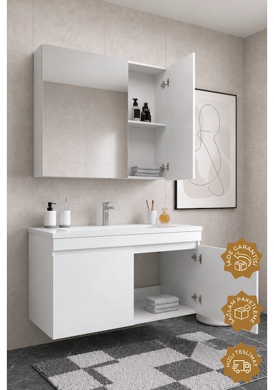 Teta Home Tokyo 100 Cm Mdf Banyo Dolabı Seti Beyaz Teta Home Tokyo 100 Cm Mdf Banyo Dolabı Seti Beyaz