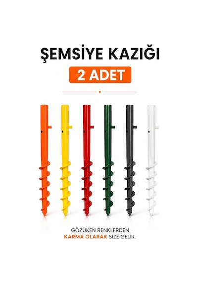 2 Adet Şemsiye Sabitleme Kazığı Çok Renkli
