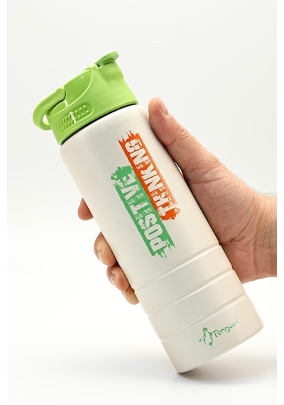 Paslanmaz 304 Çelik Matara Pipetli Motivasyon Matarası Suluğu 304 Çelik Suluk Yeşil 750 Ml 1156 Yeşil