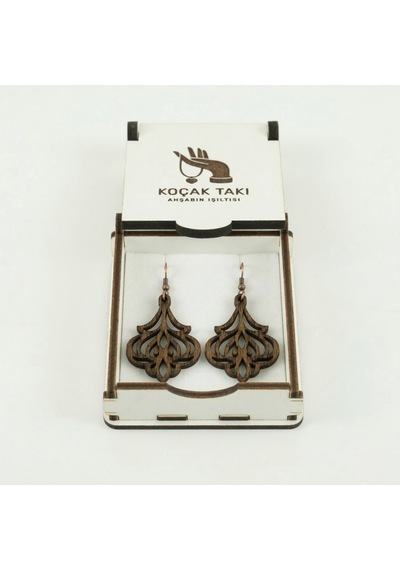 Ahşap Küpe Modern Özgün Minimalist Takı Model No 252 Açık Kahverengi