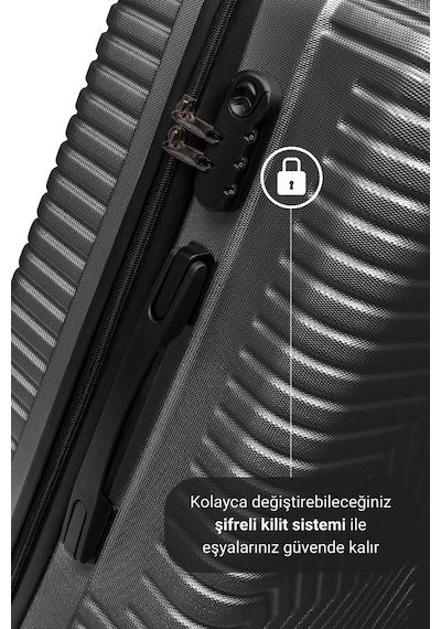 G&d Polo Suitcase Abs Orta Ve Büyük Boy Koyu Gri 2'li Valiz Seti 600.02-b Koyu Gri