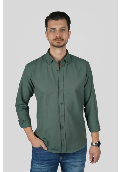 Yeşil Yaka Düğmeli Premium Şamre Slimfit Erkek Gömlek Yeşil Yeşil Yaka Düğmeli Premium Şamre Slimfit Erkek Gömlek Yeşil
