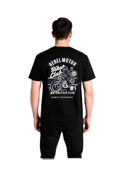 Paybuy Erkek Motosiklet Kulübü Baskılı Pamuk Tişört Rebel Motor Tasarım