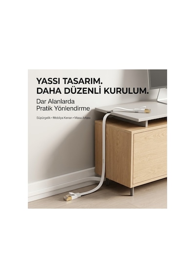 Mn6 M112gm 10 Metre Cat7 Flat Yassı Ethernet İnternet Kablosu 10 Gbps 600 Mhz Rj45