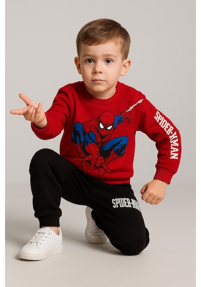 Spiderman Baskılı Kışlık Pamuklu Erkek Çocuk Alt Üst Takım Kırmızı