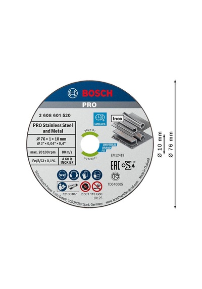 Professional Accessories 5 Adet Kesme Diski Inox Uzmanı, 10 Mm Yuvalı Açılı Taşlama Makinesi İ