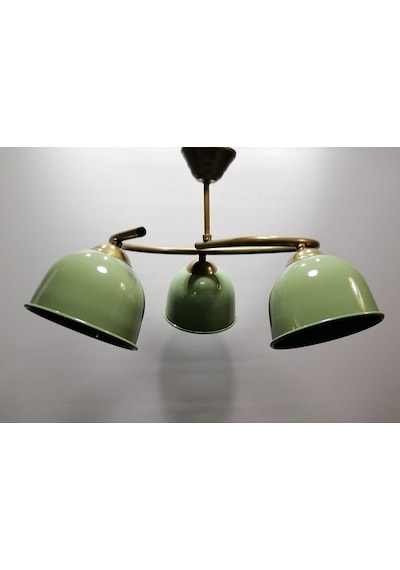 Mylights Üçlü Haki Yeşil Metal Avize Vintage Avize