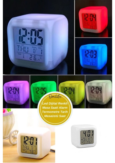 Led Dijital Renkli Masa Saati Alarm Termometre Tarih Masaüstü Saa