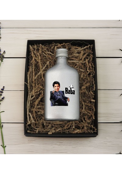 Bk Gift Kişiye Özel The Baba Karikatürlü Gümüş Tasarım Cam Şişe Kolonya 200 ML 2