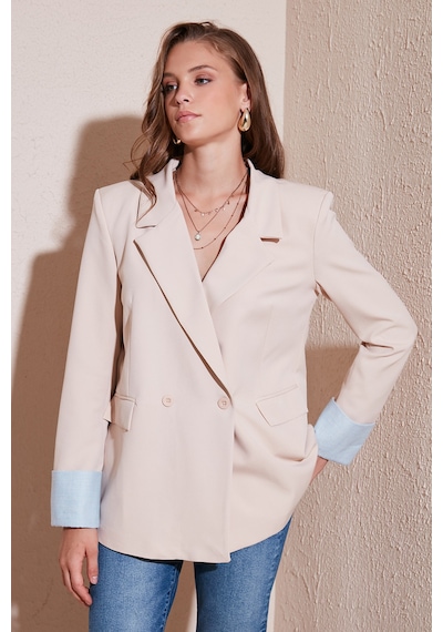 Lela Regular Fit Kruvaze Yaka Blazer Bayan Ceket 611Bc00025 Taş