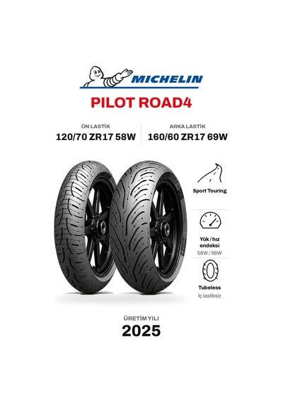 Michelin Pilot Road4 120/70 Zr17 58w - 160/60 Zr17 69w Ön Arka Motosiklet Lastik Takımı