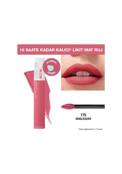 Super Stay Matte Ink Likit Mat Ruj - 175 Ringleader - Pembe 70