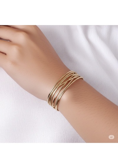 Kadın Çok Şık Gold Çelik Bileklik Çok Renkli