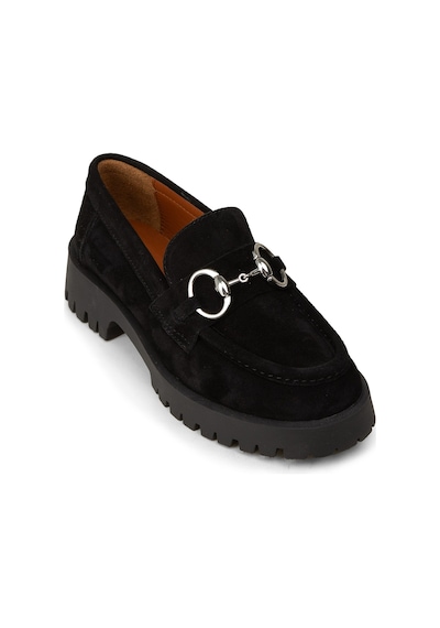 Deery Kadın Hakiki Süet Siyah Tokalı Loafer - 02037zsyhc01