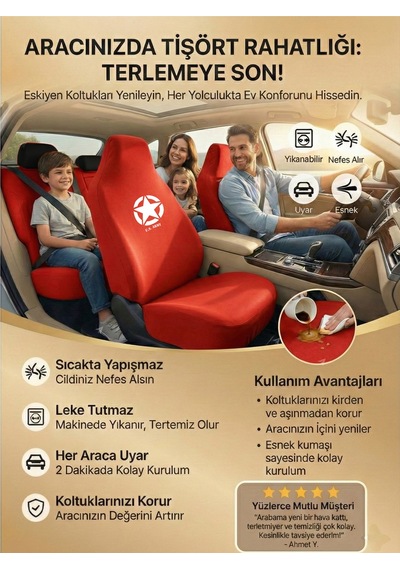 Jeep Cj İle Uyumlu Koltuk Kılıfı Pratik Kullanım Araç İçi Kullanım Kırmızı