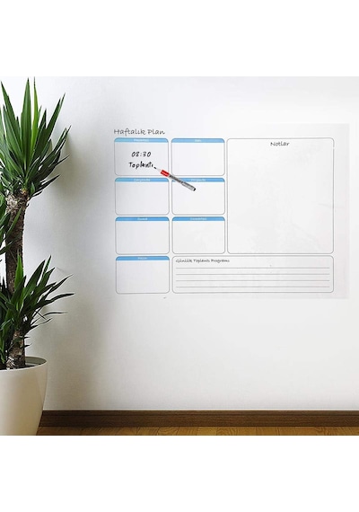 Haftalık Planlayıcı Manyetik Duvar Stickerı Takvim 56 Cm X 70 Cm Açık Mavi" Veya "pastel Mavi"